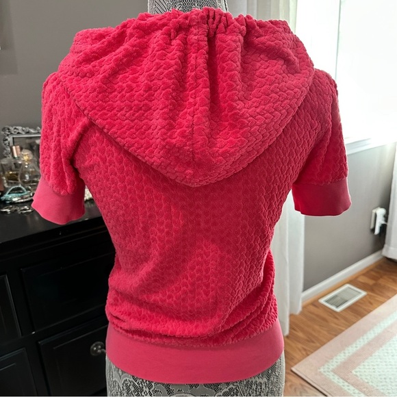 Juicy Couture Y2K Pink Terry Short Sleeve Zip Hoodie Medium Paris Hilton Classic - Picture 7 of 15